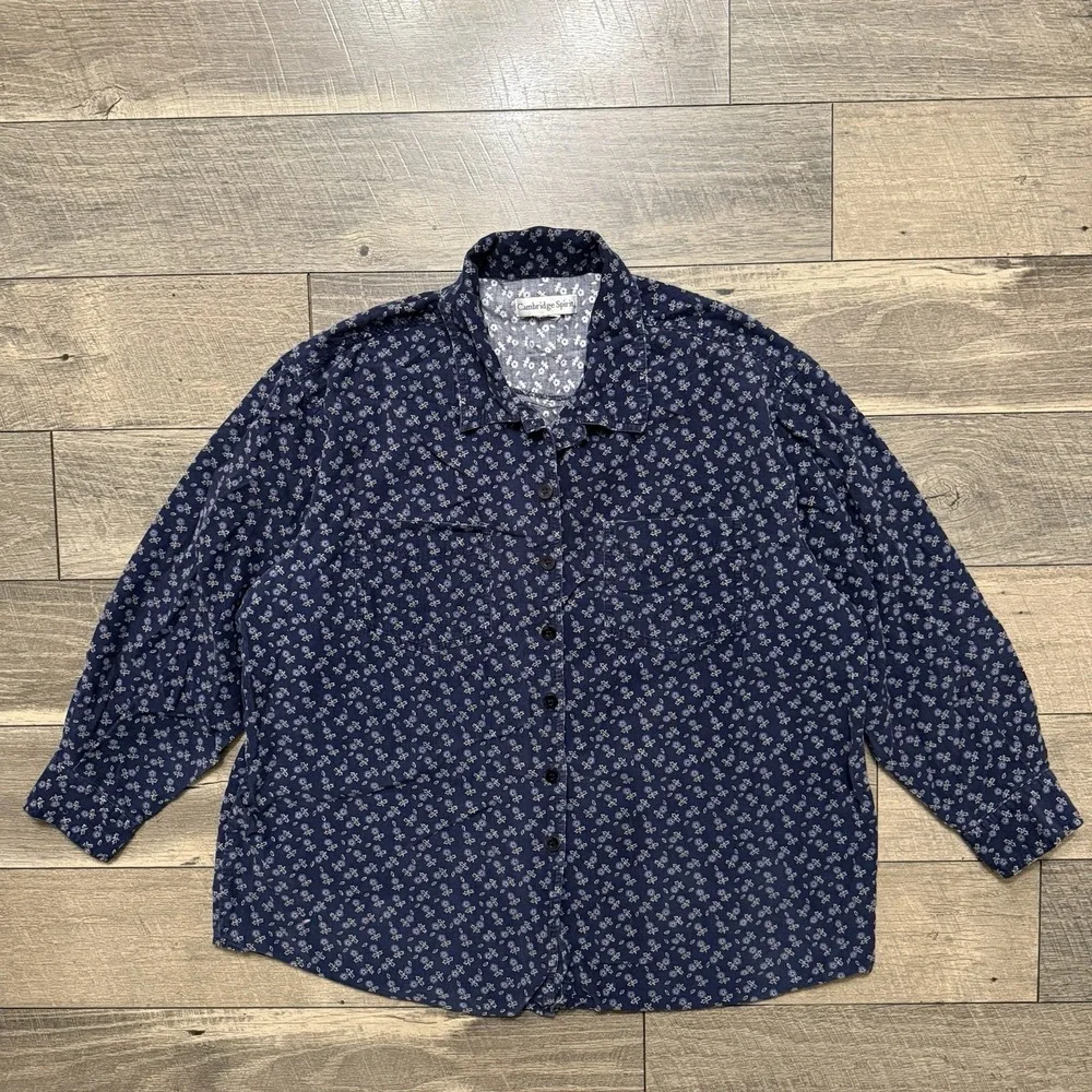 VTG 90s Cambridge Spirit Mens XL Cottage Floral Button Up Corduroy Flannel Shirt